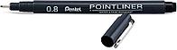 Маркер-кисть Pentel Pointliner, 0.8мм, цвет черный, корпус черный