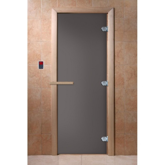 Стеклянная Дверь в баню DoorWood 700*1800, 8мм (Графит мат., стекло 8мм, 3 петли) - фото 1 - id-p219417001