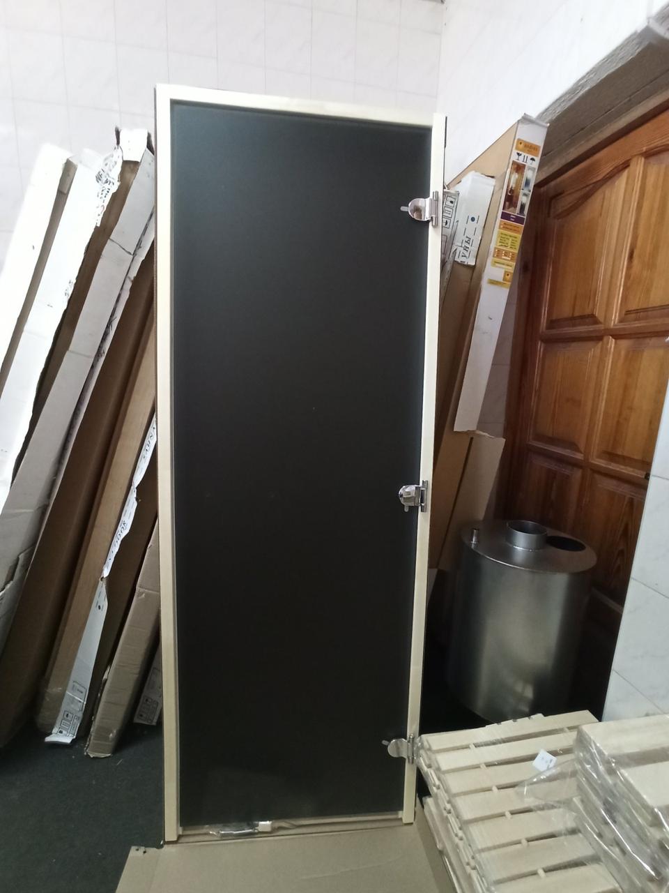 Стеклянная Дверь в баню DoorWood 700*1800, 8мм (Графит мат., стекло 8мм, 3 петли) - фото 2 - id-p219417001