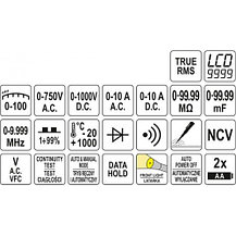 Цифровой мультиметр 0-750V + True RMS + V.F.D., LCD 9999 "Yato" YT-73097, фото 2