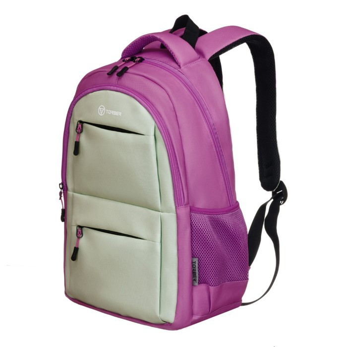 Рюкзак молодежный 45 х 30 х 18 см, эргономичная спинка, + мешок, TORBER CLASS X, розовый/салатовый - фото 3 - id-p219421658
