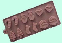 Форма силиконовая для льда и шоколада "Новый год 4",  12 ячеек