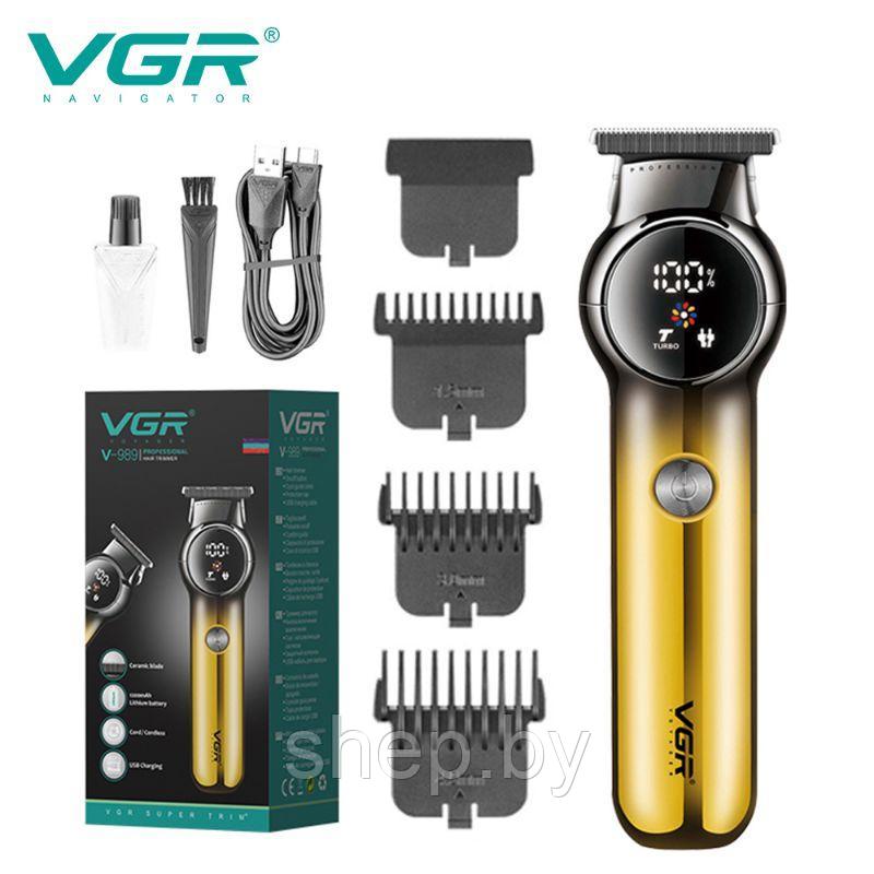 Триммер для бороды и усов, машинка для стрижки волос профессиональная, VGR V-989