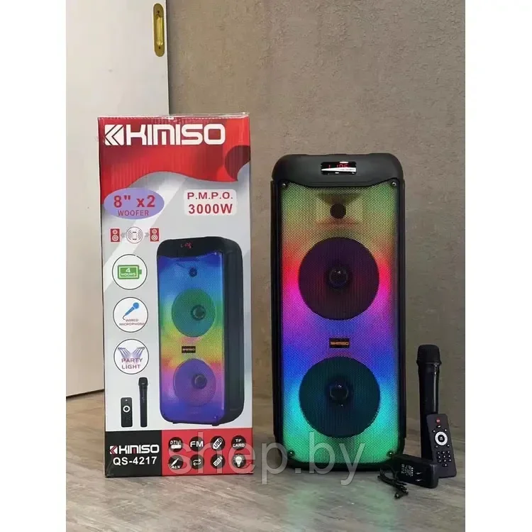Мощная караоке колонка KIMISO QS-4217 Bluetooth/USB/SD/AUX/ Пульт / Беспроводной микрофон NEW !!! - фото 5 - id-p219433569