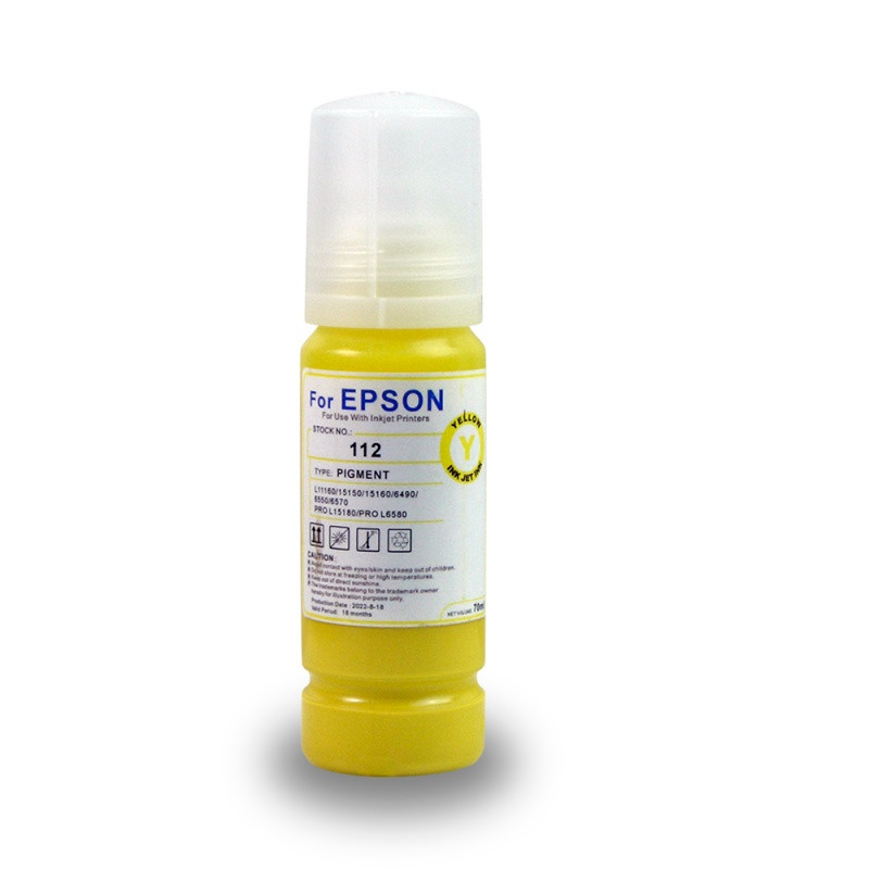 Чернила Revcol пигментные Epson "112" для L11160, 15150, 15160, 6490, Yellow - Pigment, 70 мл. (Key Lock)