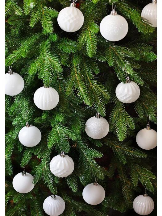 Елочные шары новогодние на елку белые Набор украшений игрушки пластиковые шарики 30 штук 6 см - фото 4 - id-p219441257