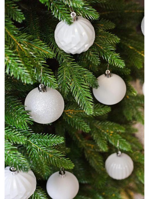 Елочные шары новогодние на елку белые Набор украшений игрушки пластиковые шарики 30 штук 6 см - фото 5 - id-p219441257