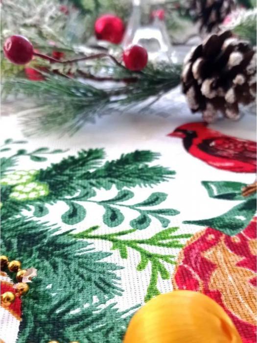Скатерть новогодняя праздничная тканевая на стол для кухни белая рогожка большая 150х220 прямоугольная из - фото 5 - id-p219441454