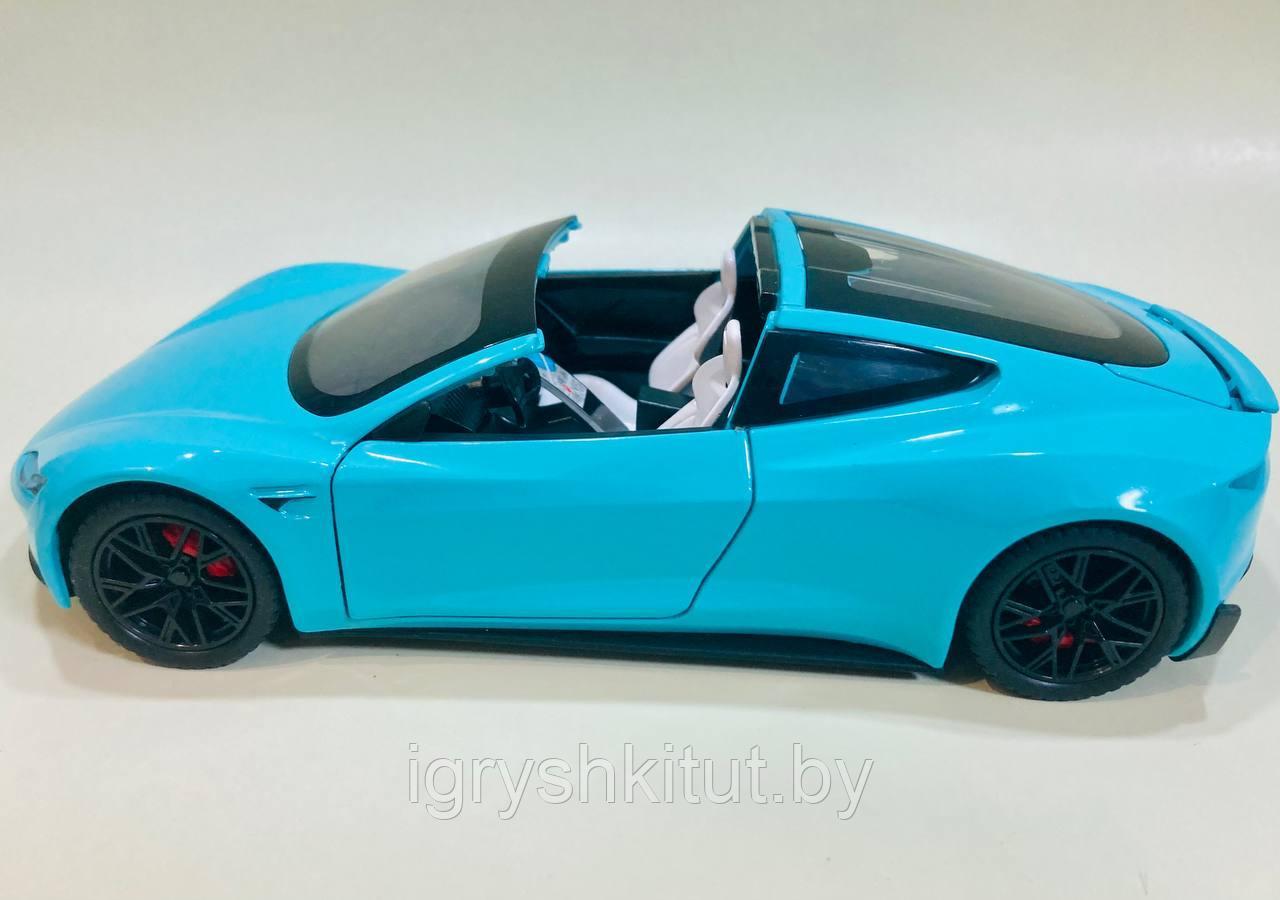 Машинка металлическая Тесла Convertible Tesla Roadster, свет, звук