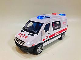 Машинка инерционная Скорая помощь 120 ambulance, металл, свет, звук
