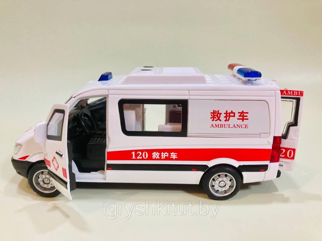 Машинка инерционная Скорая помощь 120 ambulance, металл, свет, звук - фото 5 - id-p219441628