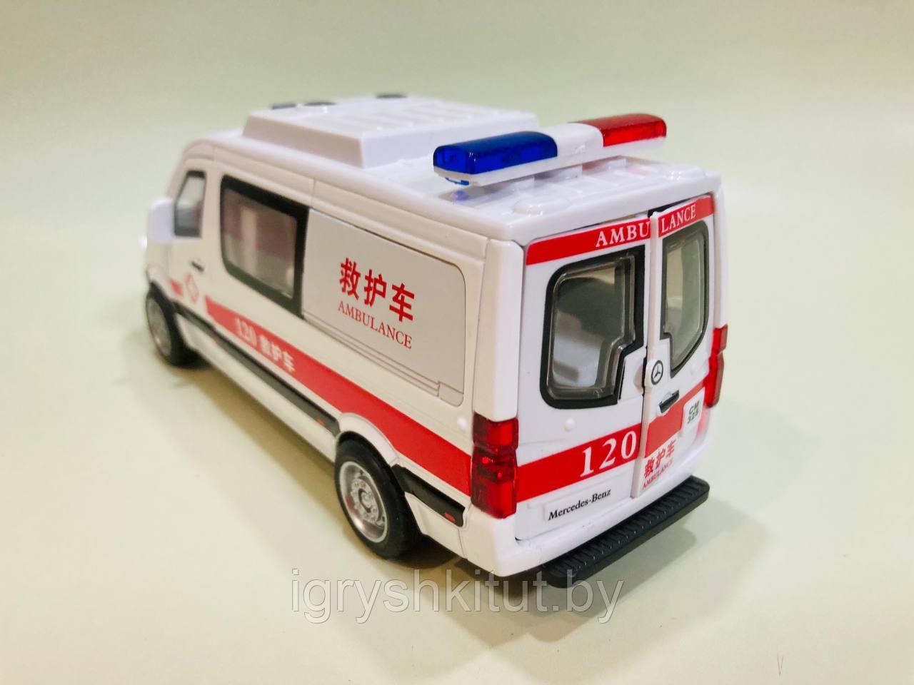 Машинка инерционная Скорая помощь 120 ambulance, металл, свет, звук - фото 4 - id-p219441628