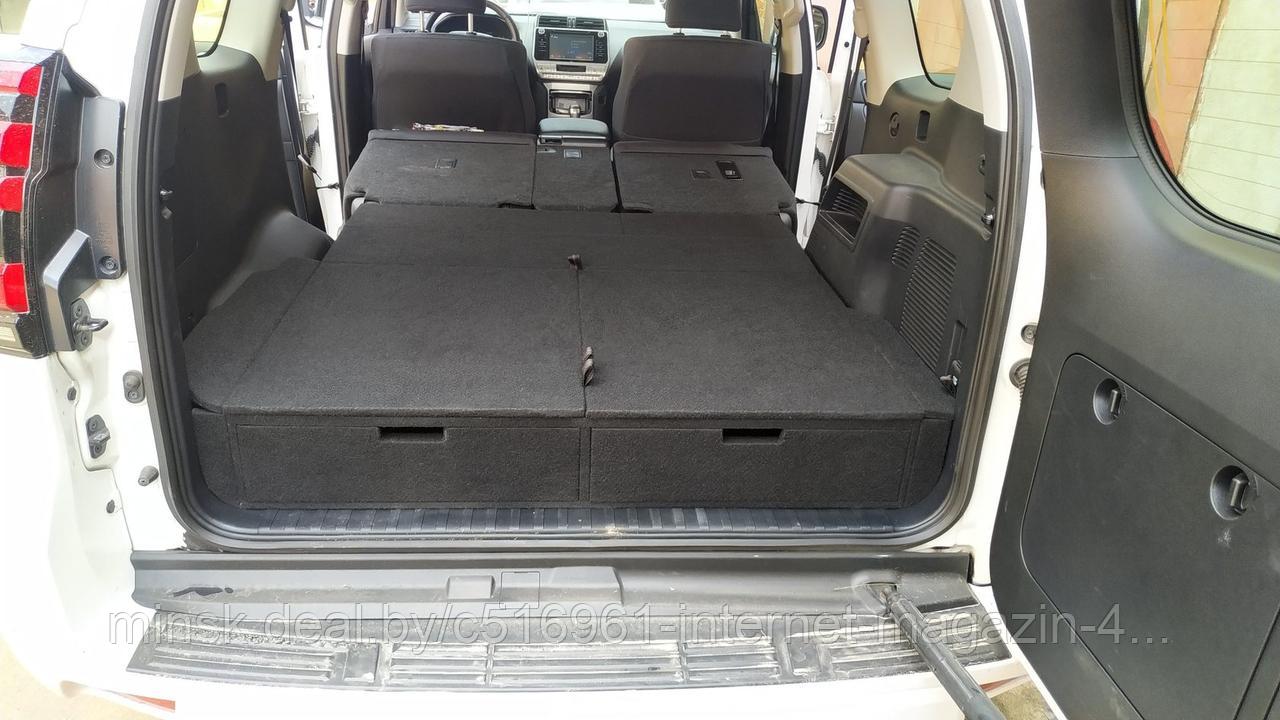 Органайзер в багажник для Toyota Land Cruiser Prado 150 с 2018 г.(2 выдв.ящика+спальник) рестайл. - фото 1 - id-p219442067