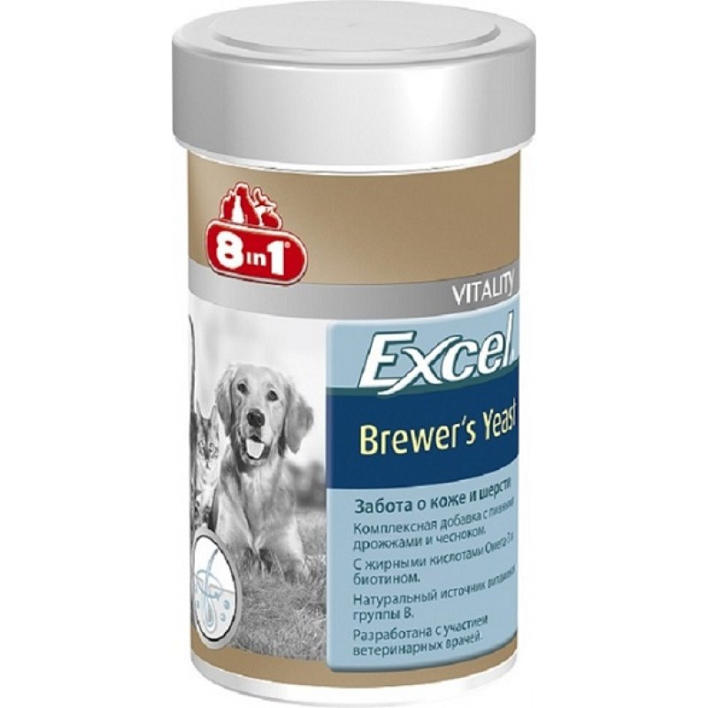 Пивные дрожжи для кошек и собак 8in1 Excel Brewer's Yeast, 140 таб - фото 1 - id-p219442137