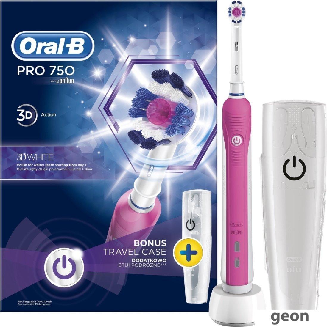 Электрическая зубная щетка Braun Oral-B Pro 750 3DWhite D16.513.UX (розовый) - фото 1 - id-p219429608