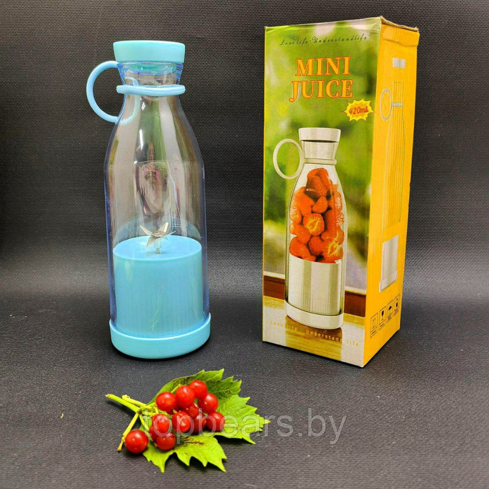 Портативный ручной бутылка-блендер для смузи Mini JuiceА-578, 420 ml Белый - фото 7 - id-p219442358