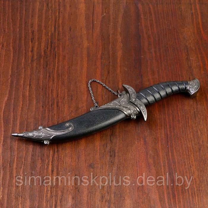 Сувенирный нож изогнутый, 26,5 см, на ножнах длинный завиток, чёрный - фото 2 - id-p219451186