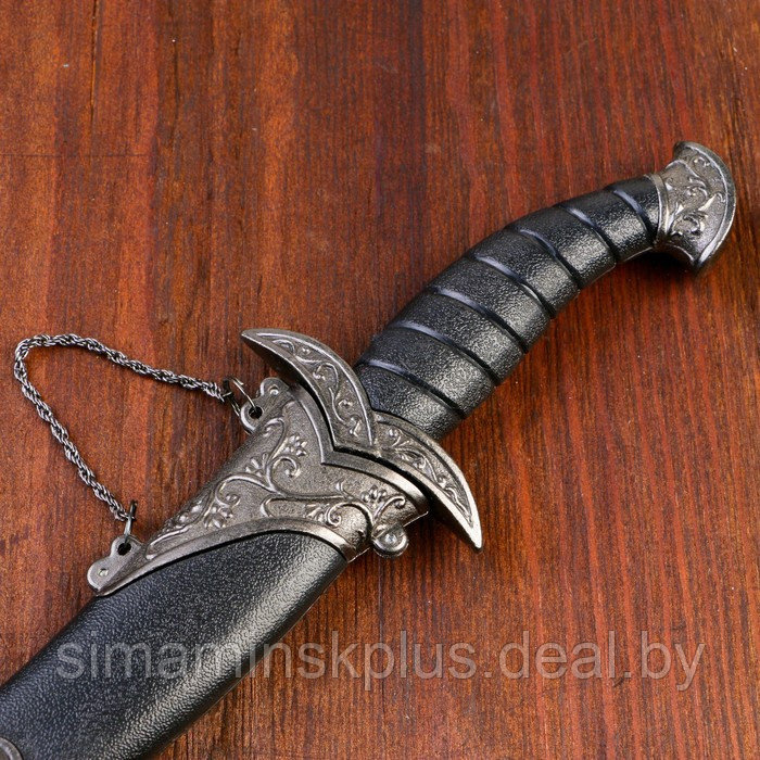Сувенирный нож изогнутый, 26,5 см, на ножнах длинный завиток, чёрный - фото 4 - id-p219451186