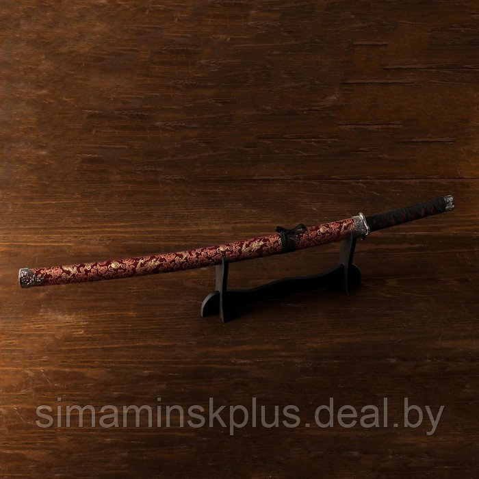 Сувенирное оружие «Катана на подставке», цветочный узор на ножнах, 89см - фото 1 - id-p219451187