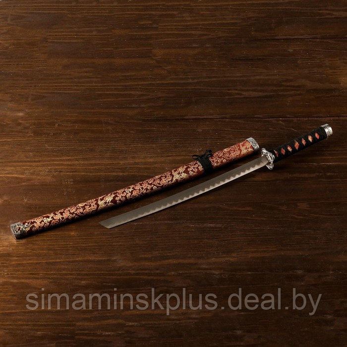 Сувенирное оружие «Катана на подставке», цветочный узор на ножнах, 89см - фото 3 - id-p219451187