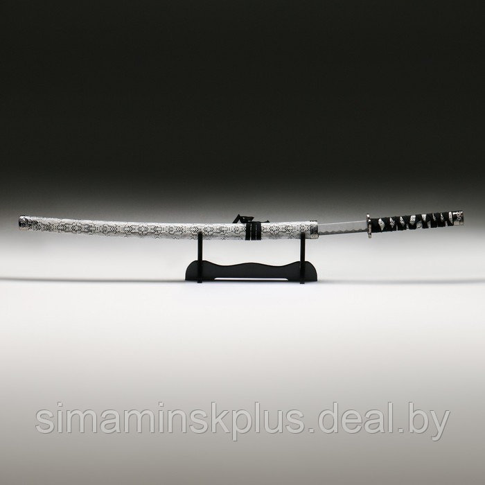 Сувенирное оружие «Катана», на подставке, серые ножны под змеиную кожу, 89 см - фото 2 - id-p219451189