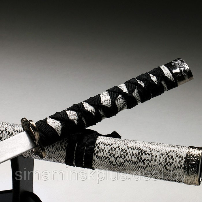 Сувенирное оружие «Катана», на подставке, серые ножны под змеиную кожу, 89 см - фото 4 - id-p219451189