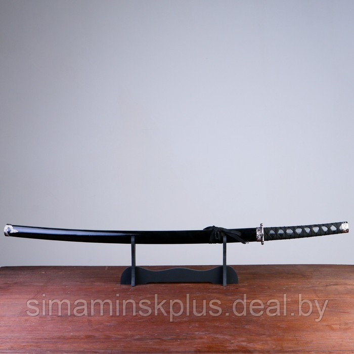 Сувенирное оружие «Катана на подставке», чёрные ножны с разводами, 100 см - фото 1 - id-p219451195