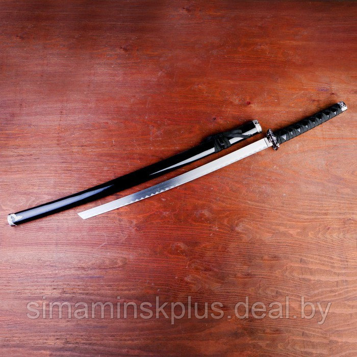 Сувенирное оружие «Катана на подставке», чёрные ножны с разводами, 100 см - фото 2 - id-p219451195