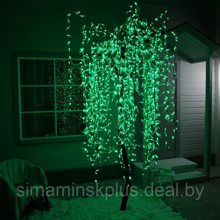 Светодиодное дерево «Плакучая ива» 2.5 м, 1728 LED, постоянное свечение, 220 В, свечение зелёное - фото 1 - id-p219450713