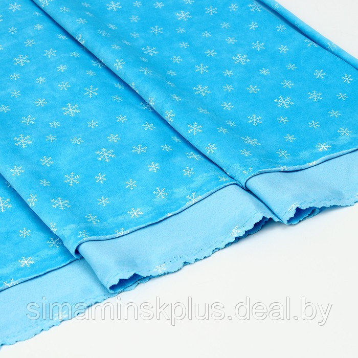 Лоскут Велюр на голубом фоне белые снежинки, 100*180см - фото 2 - id-p219453475