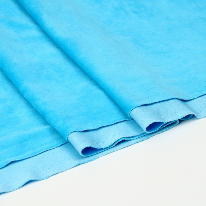 Лоскут Велюр на трикотажной основе,голубой 100*180см,80% хл,20% п/э - фото 2 - id-p219455425