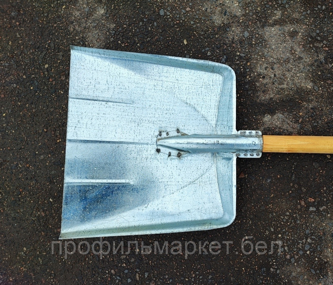Снегоуборочная лопата металлическая с черенком - фото 3 - id-p219455748