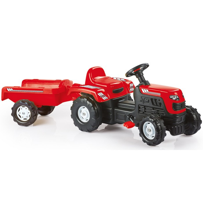 Трактор на педалях с прицепом, цвет красный - фото 1 - id-p219455757
