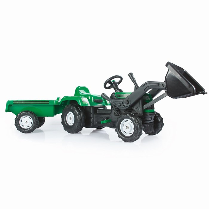 Трактор педальный DOLU Ranchero, с прицепом и ковшом, клаксон, цвет зеленый - фото 2 - id-p219455758