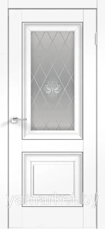 Дверное полотно SoftTouch SoftTouch ALTO 7 700х2000 цвет Ясень белый структурный стекло КРИСТАЛЛ серебро - фото 1 - id-p219458093