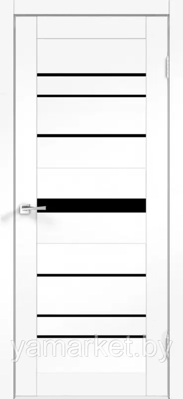 Дверное полотно SoftTouch XLINE 10 800х2000 цвет Ясень белый структурный стекло Лакобель черное - фото 1 - id-p219459059