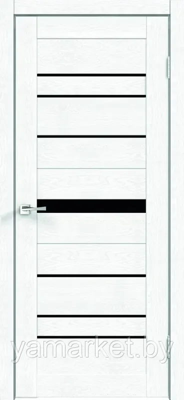Дверное полотно Экошпон XLINE 10 900х2000 цвет Зеффиро Эмалит текстурный стекло Лакобель черное