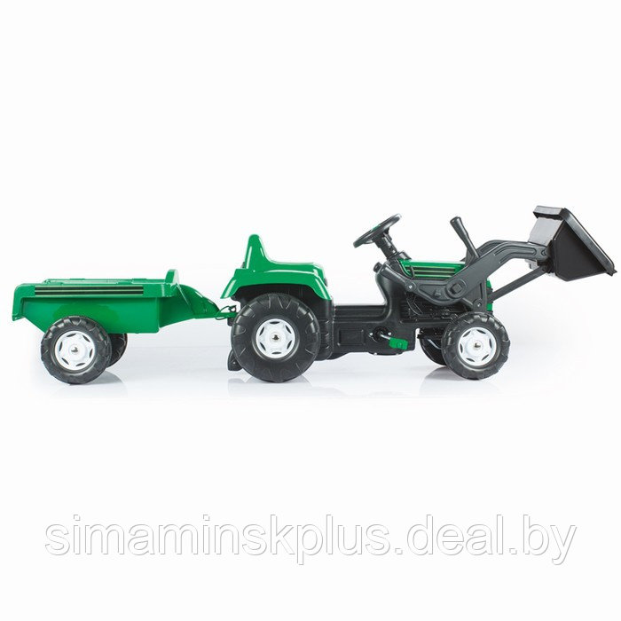 Трактор педальный DOLU Ranchero, с прицепом и ковшом, клаксон, цвет зеленый - фото 3 - id-p219451736