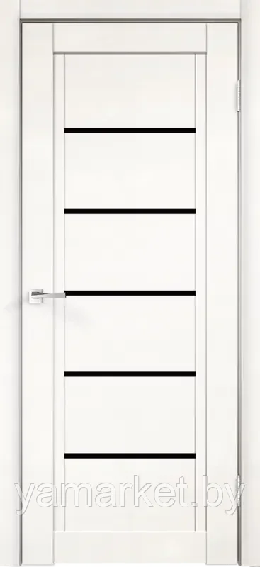 Дверное полотно Экошпон NEXT 1 600х2000 цвет Белый Эмалит стекло Лакобель черное - фото 1 - id-p219458247