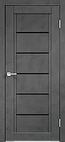 Дверное полотно Экошпон NEXT 1 800х2000 цвет Муар темно-серый стекло Лакобель черное