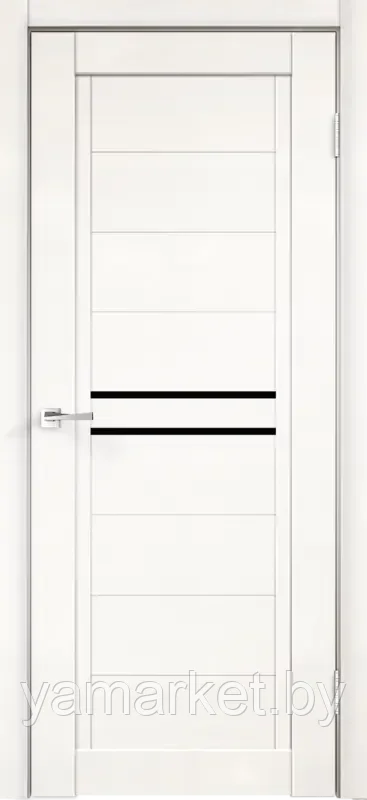 Дверное полотно Экошпон NEXT 2 600х2000 цвет Белый Эмалит стекло Лакобель черное - фото 1 - id-p219458259