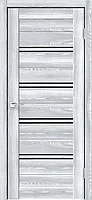 Дверное полотно Экошпон XLINE 4 900х2000 цвет Клён айс стекло Лакобель черное