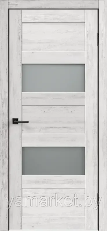 Дверное полотно Экошпон TREND 2V 800х2000 цвет Санторини белый стекло Мателюкс