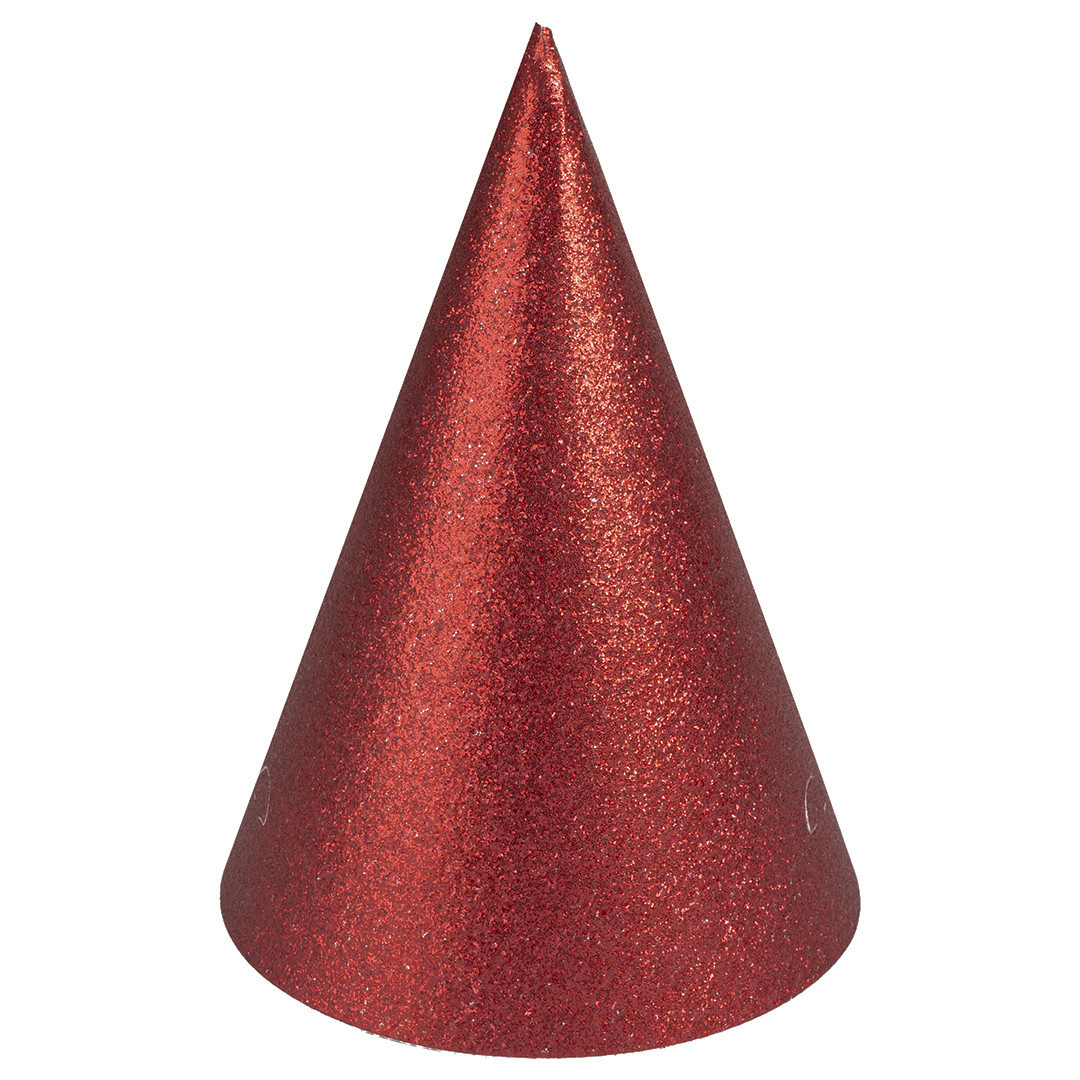 Колпак Красный, с блестками, 16 см, 6 шт - фото 1 - id-p219460210