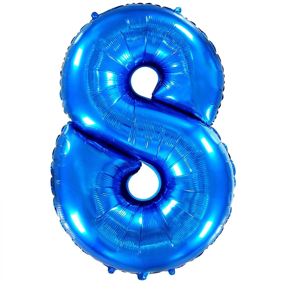 Шар фольгированный Цифра "8", 81 см, синий - фото 1 - id-p219464751