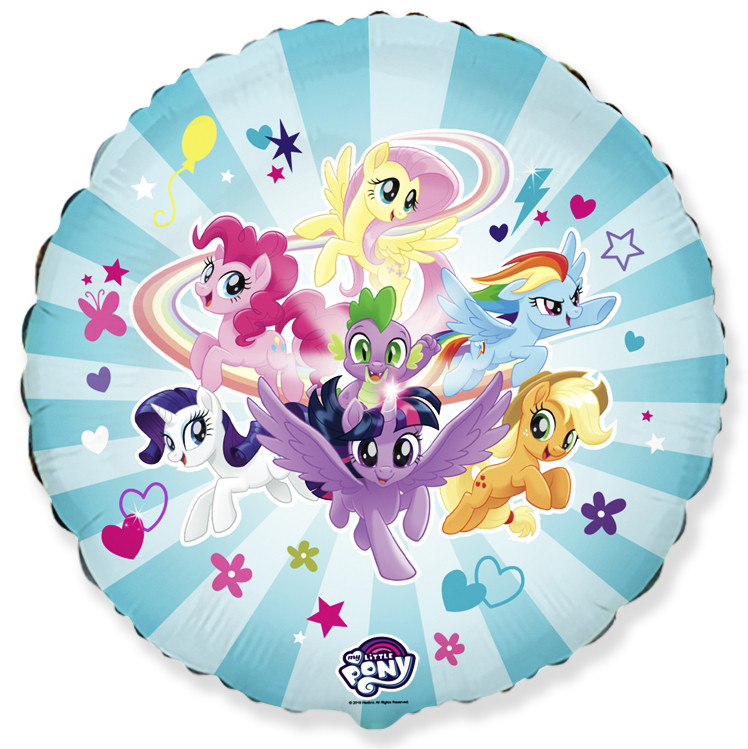 Шар фольгированный (18"/46 см) Круг, My Little Pony, Дружные Лошадки, голубой (арт.401587) - фото 1 - id-p219465069