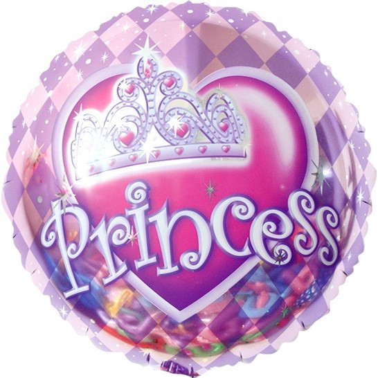 Шар фольгированный (18"/46 см) Круг, Корона для принцессы, розовый (арт.16081) - фото 1 - id-p219465073