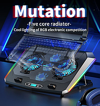 Охлаждающая подставка для ноутбука с 5 вентиляторами и с RGB-подсветкой, фото 3
