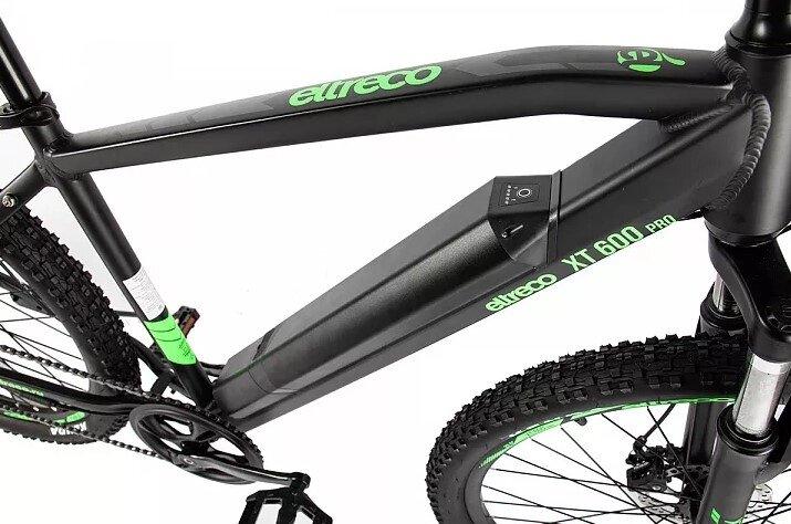 Электровелосипед Велогибрид Eltreco XT 600 Pro черно-зеленый-2663 - фото 3 - id-p219465028
