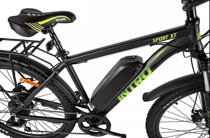 Электровелосипед Велогибрид INTRO Sport XT черно-зеленый-2687 - фото 2 - id-p219465031